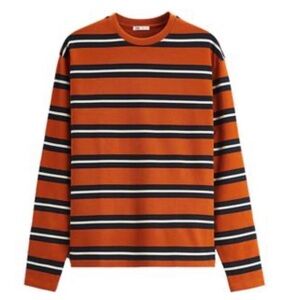 Zara Bold Orange and Black Striped Oversize Top